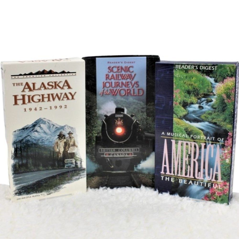 Train Travel VHS LOT Boxed Set Journey Alaska Hwy 42-92 Portrait of America